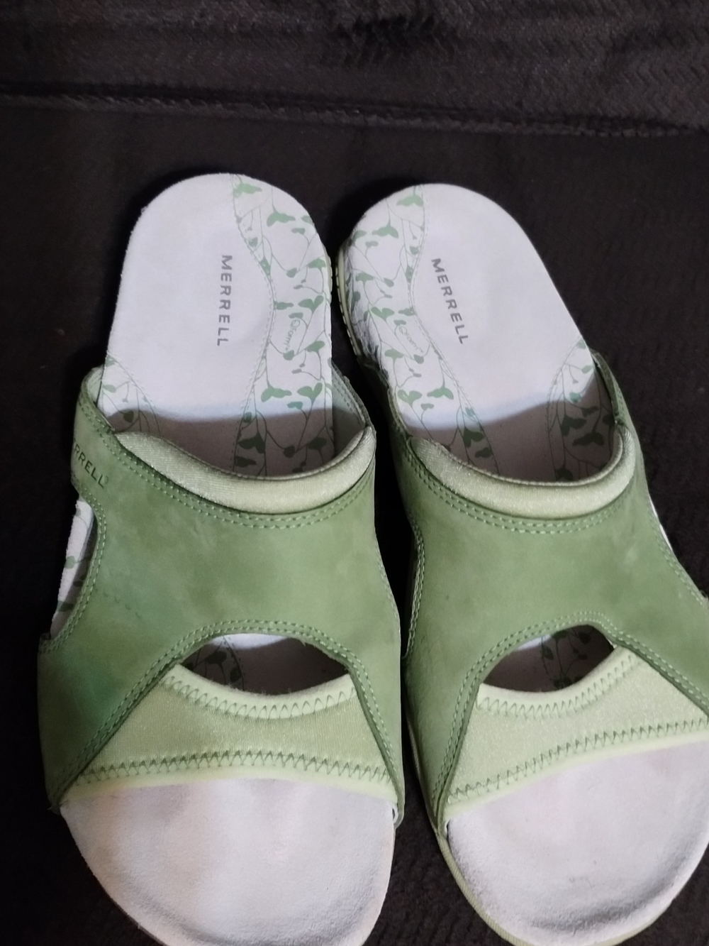 Merrell Light Green Open-Toe Slide Sandals
